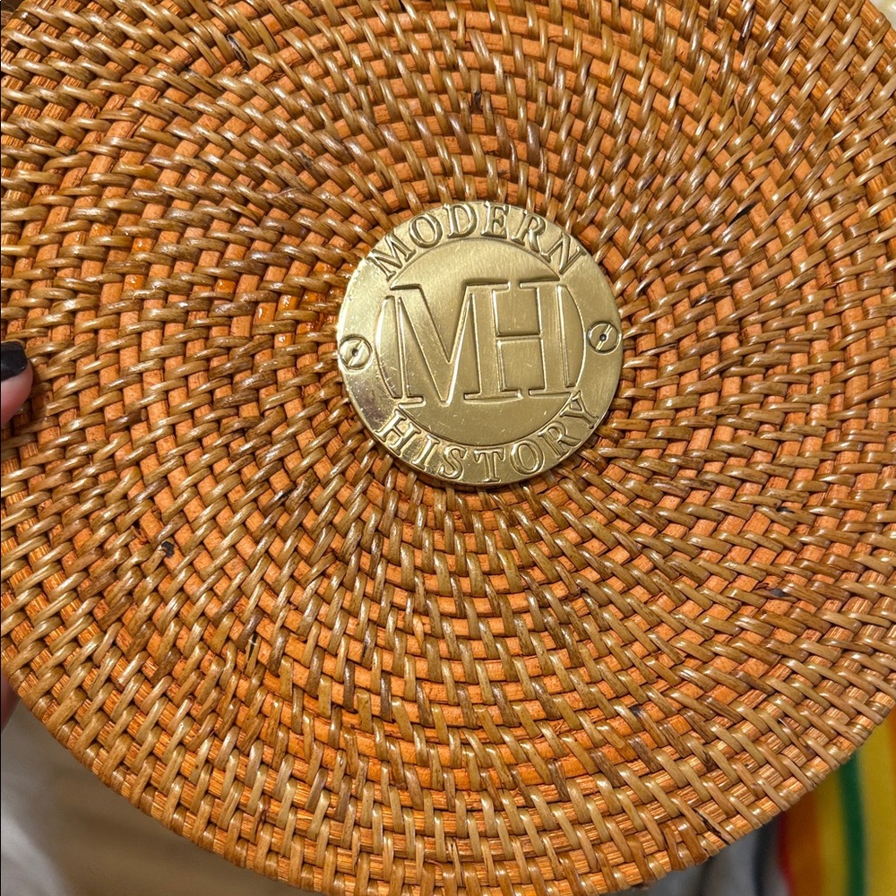 MHI Gold and Tan Woven Shoulder Bag